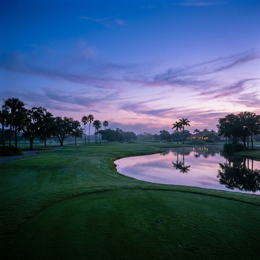 Beautiful Florida golf course at sunset